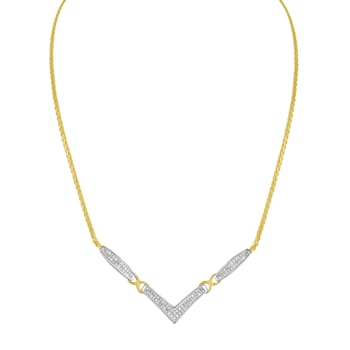14K Two-tone Gold 2.0ctw Diamond Flared and X-Station V Shaped Necklace
(H-I Color, SI2-I1 Clarity)