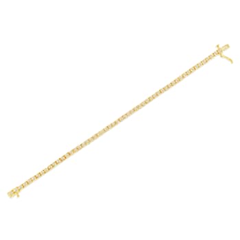 10K Yellow Gold Over Sterling Silver 1.0 Cttw Round-Cut Diamond Tennis Bracelet