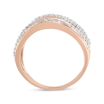 Diamond Accent Crossover 14K Rose Gold Over Sterling Silver Ring