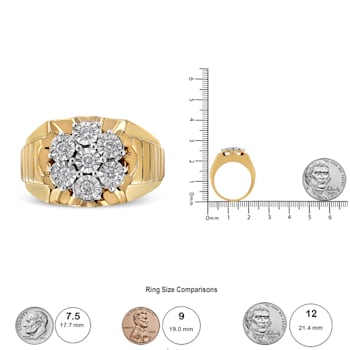 0.33ctw Diamond 14K Yellow Gold Over Sterling Silver Floral Cluster Ring