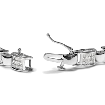 14K White Gold 2.0ctw Princess Diamond Invisible Set Link Bracelet (H-I
Color, SI2-I1 Clarity) - 7"