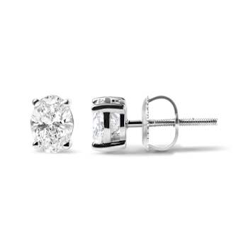 14K White Gold 2.0ctw Lab Grown Oval Diamond Solitaire Stud Earring (F-G
Color, VS1-VS2 Clarity)