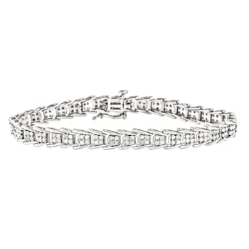 10K White Gold 2.0ctw Diamond Fan-Shaped Link Tennis Bracelet