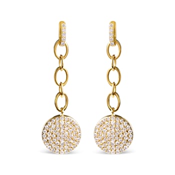 18K Yellow Gold Plated .925 Sterling Silver 1.0ctw Diamond Composite
Cluster Dangle Chain Earrings