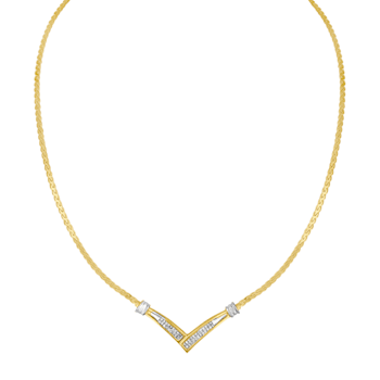 10K Two-tone Gold 1/2ctw Princess Cut Diamond “V” Shape Necklace (H-I
Color, SI2-I1 Clarity)