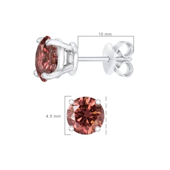 14K White Gold 3/4ctw Round Brilliant-Cut Pink Diamond Solitaire Stud Earrings