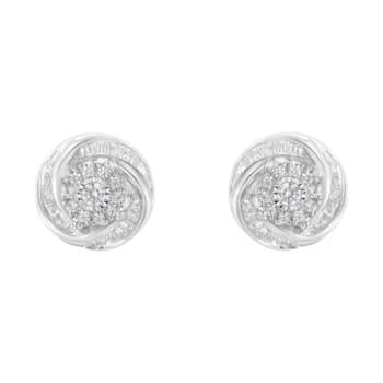 Sterling Silver .75ctw Mixed Diamond Love Knot Stud Earring (I-J Color,
I2-I3 Clarity)
