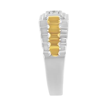 10K Yellow Gold Over Sterling Silver Diamond 3 Stone Men's Ring (I-J
Color, I2-I3 Clarity)