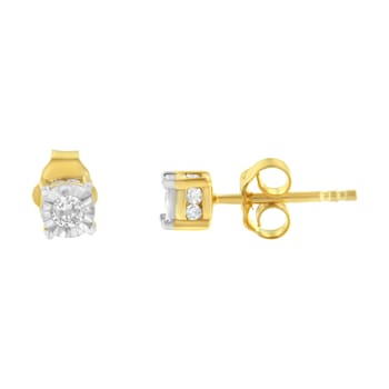 10K Yellow Gold Over Sterling Silver Diamond Stud Earring 1/4ctw