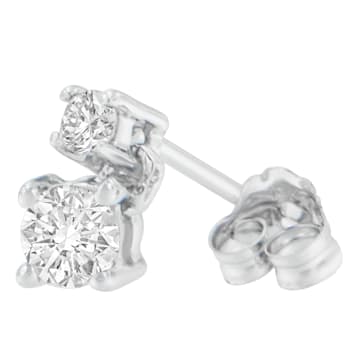 14K White Gold 1/2ctw Round Cut Diamond Earrings