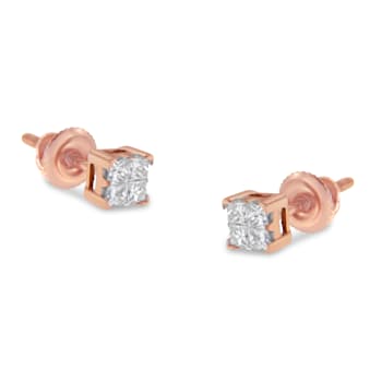 0.25ctw Princess-Cut Diamond 10K Rose Gold Stud Earring