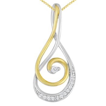 10K Two-Tone Gold Espira Round Diamond Spiral Pendant w\chain(1/6ctw,
J-K Color, I2-I3 Clarity)