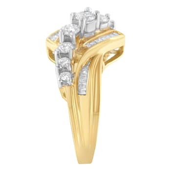 10K Two-Toned Diamond Bypass Ring (1 Cttw, H-I Color, SI2-I1 Clarity)