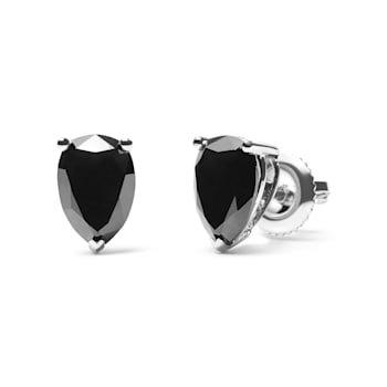14K White Gold 1/2 Cttw Treated Black Pear Shaped Solitaire Diamond 3
Prong Stud Earrings