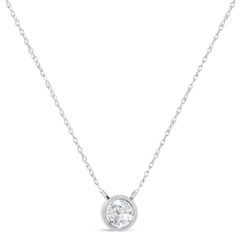10K White Gold AGS Certified 1/5ctw Diamond Solitaire 16-18"
Necklace (H-I Color, SI1-SI2 Clarity)