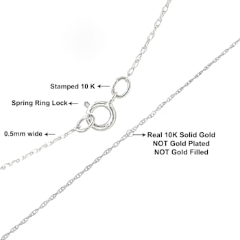 Solid 10K Gold 0.5mm Rope Chain Unisex Necklace - Size 20"