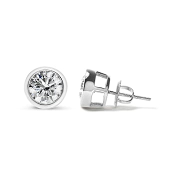 14K White Gold 2.0 Cttw Lab Grown Diamond Screw-Back Classic Bezel
Solitaire Stud Earrings