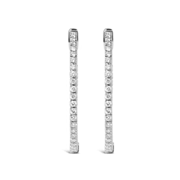 14K White Gold 1 1/2 Cttw Lab Grown Diamond Inside Out Hoop Earrings
(G-H Color, VS2-SI1 Clarity)