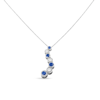 14K White Gold Round Treated Blue Diamond Pendant Necklace (1ctw, H-I
Color, I1-I2 Clarity)