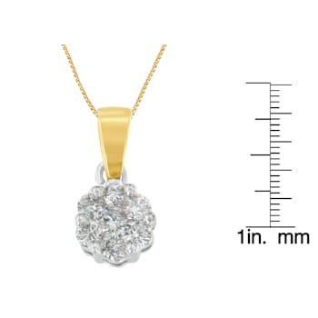 14K Two-Toned Gold Round Diamond Circle Halo Pendant w\chain(1.0ctw, H-I
Color, I1-I2 Clarity)