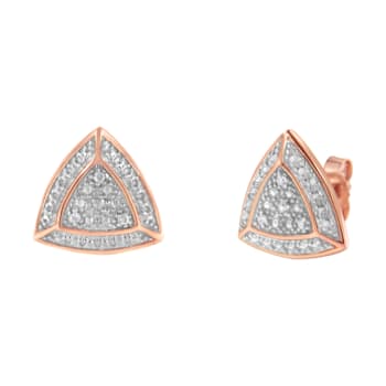 14K Rose Gold Over Sterling Silver Diamond-Accented Trillion 4-Stone
Halo-Style Stud Earrings