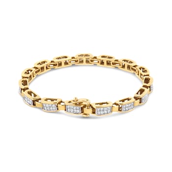14K Yellow Gold 2.50ctw Princess-Cut Diamond Link Tennis Bracelet
