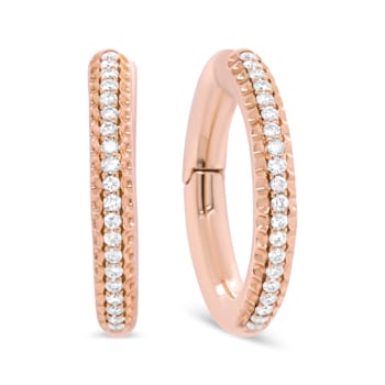 18K Rose Gold 1/3 Cttw Round Cut Diamond Hoop Earrings (F-G Color,
VS1-VS2 Clarity)