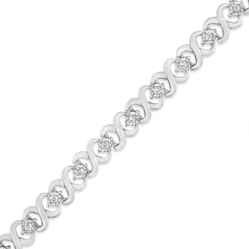 0.33ctw Round White Diamond Infinity Sterling Silver Tennis Bracelet