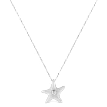 .925 Sterling Silver Prong-Set Diamond Accent Starfish Pendant Necklace
- Size 18"
