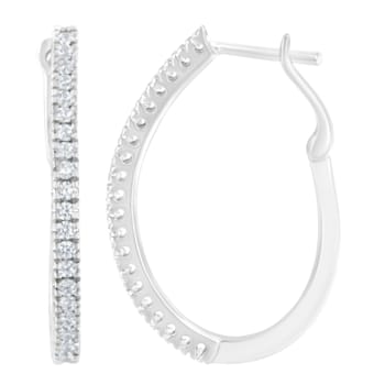 10K White Gold 1/2ctw Diamond Hoop Earrings