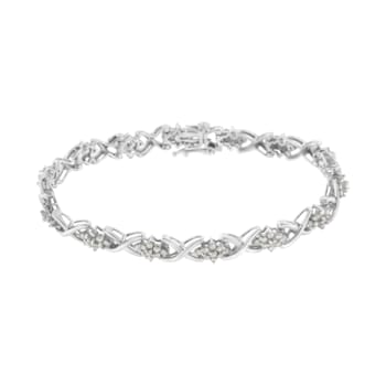 Rhodium Over Sterling Silver 2 1/4 Cttw Diamond Link Bracelet