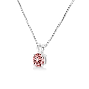 14K White Gold 1/2ctw Lab Grown Pink Diamond Solitaire Pendant
w\chain(VVS2-VS1 Clarity) - 18"