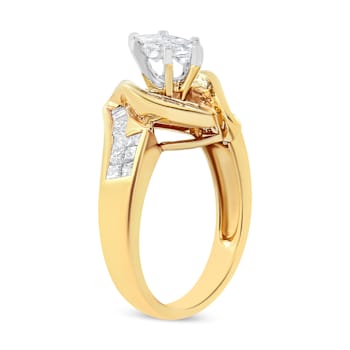 14K Yellow Gold Mixed Cut Diamond Marquise Shaped Ring (1 1/4ctw, G-H
Color, SI1-SI2 Clarity)