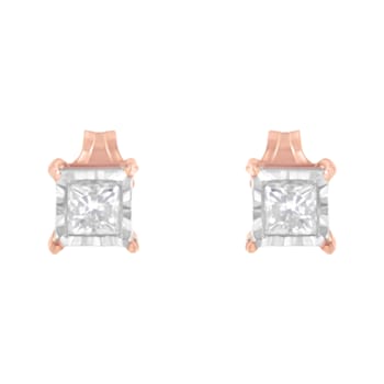 14K Rose Gold Over Sterling Silver 1/2ctw Diamond Solitaire
Miracle-Plate Stud Earrings