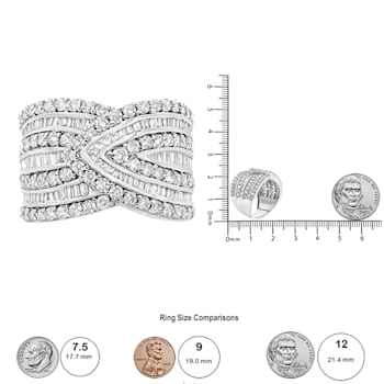 Sterling Silver 2 3/8ctw Diamond Multi Row Overlay Band Ring ( J-K
Color, I3 Clarity)