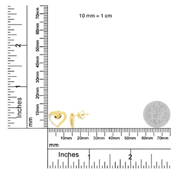 14KT Yellow Gold 1/8 cttw Diamond Journey Heart Earrings (K-L, I1-I2)