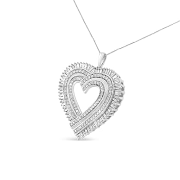 1.25ctw Diamond Heart Sterling Silver Necklace