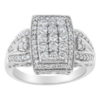 10K White Gold 1.0ctw Diamond Rectangular Cushion Ring (H-I Color,
SI2-I1 Clarity)