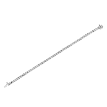 Rhodium Over Sterling Silver 1.0 Ctw Diamond Square Frame Tennis Bracelet