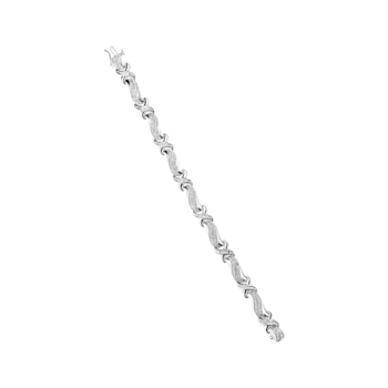 Sterling Silver 1 3/4 Cttw Diamond Wave and X Link Tennis Bracelet (I-J
Color, I3 Clarity) - 7"
