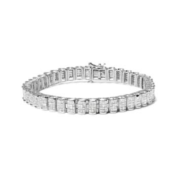 14K White Gold 5.0ctw White Diamond Rectangular Invisible Set Link
Tennis Bracelet