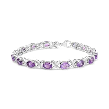 Sterling Silver Amethyst and Diamond Accent X-Link Bracelet (H-I Color,
SI1-SI2 Clarity)  - Size 7"