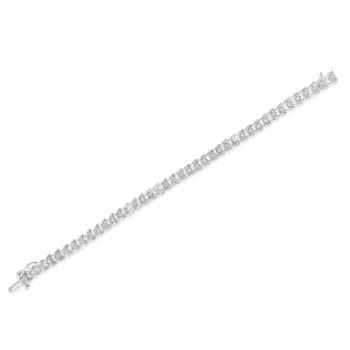 Sterling Silver 1.0ctw Rose-cut Diamond Wave link Bracelet