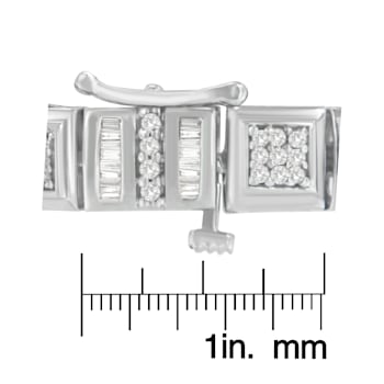 10K White Gold 2.0ctw Round and Baguette Cut Diamond Bracelet