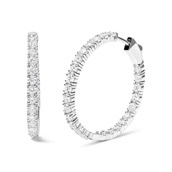 14K White Gold 5.00 Cttw Lab Grown Diamond Inside Out Hoop Earrings (F-G
Color, VS1-VS2 Clarity)