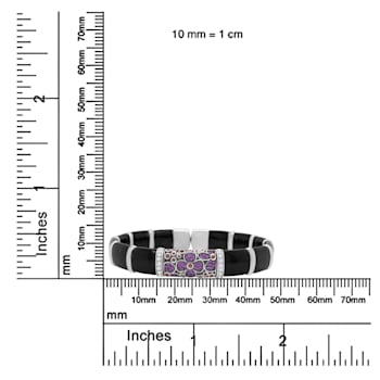 Sterling Silver Black and Brown Enamel 1/3ctw Diamonds and Sapphire
Bangle Bracelet