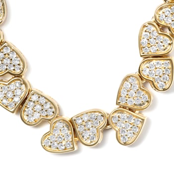 10K Yellow Gold Over Sterling Silver 1/2ctw Diamond Sideways Hearts Bolo
Bracelet- 4”-10” Adjustable