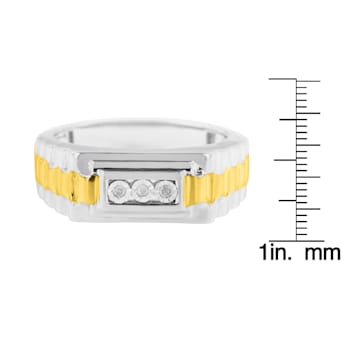 10K Yellow Gold Over Sterling Silver Diamond 3 Stone Men's Ring (I-J
Color, I2-I3 Clarity)