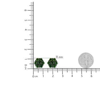 Sterling Silver 2.0ctw Prong Set Round-Cut Treated Green Diamond Floral
Cluster Stud Earring