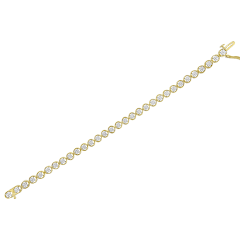 10K Yellow Gold Over Sterling Silver 1/10 Ctw Diamond Open Circle Tennis Bracelet